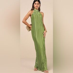 Lulu's Green Halter Maxi Dress
